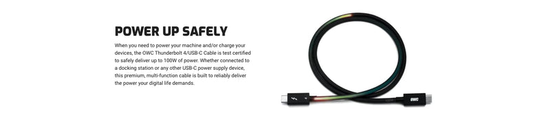  [AUSTRALIA] - OWC Thunderbolt 4 Cable, Thunderbolt Certified, 2.0 Meter (6.56 ft.), 40 Gb/s Data Transfer, 100W Power Charging, Compatible with Thunderbolt 4, Thunderbolt 3, USB-C, and USB4 Devices, Black 2.0M