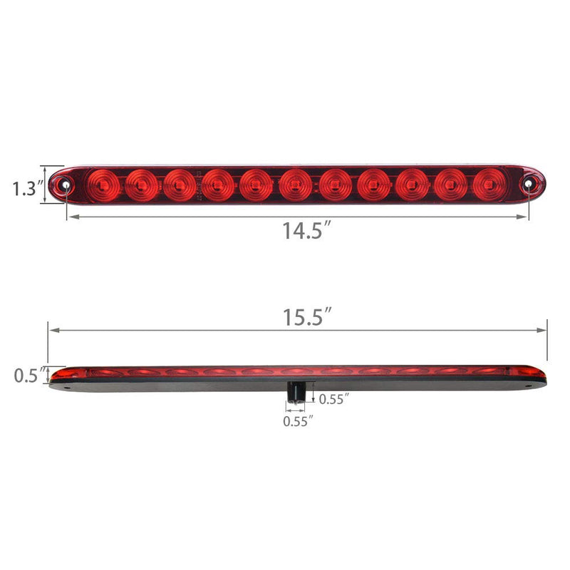  [AUSTRALIA] - MICTUNING 2PCS 16 inches 11 LED Red Trailer Light Bar - Waterproof Sealed Park Turn Signal Light Tail Brake Stop Bar Truck Trailer Marker ID Bar