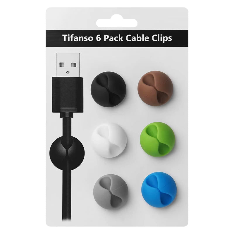  [AUSTRALIA] - tifanso Cable Clips Cord Holder - 6pcs Cable Wire Organizer, Adhesive Cord Holder for Desk, Cord Clips, Cord Cable Clip, Cable Holder Wire Holders for Cords, Nightstand, Home and Office (Colorful) Colorful