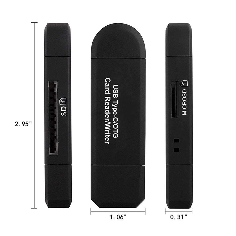 COCOCKA Micro SD Card Reader, 3-in-1 USB 2.0 Memory Card Reader OTG Adapter for PC/Laptop/Smart Phones/Tablets USB 2.0 black - LeoForward Australia