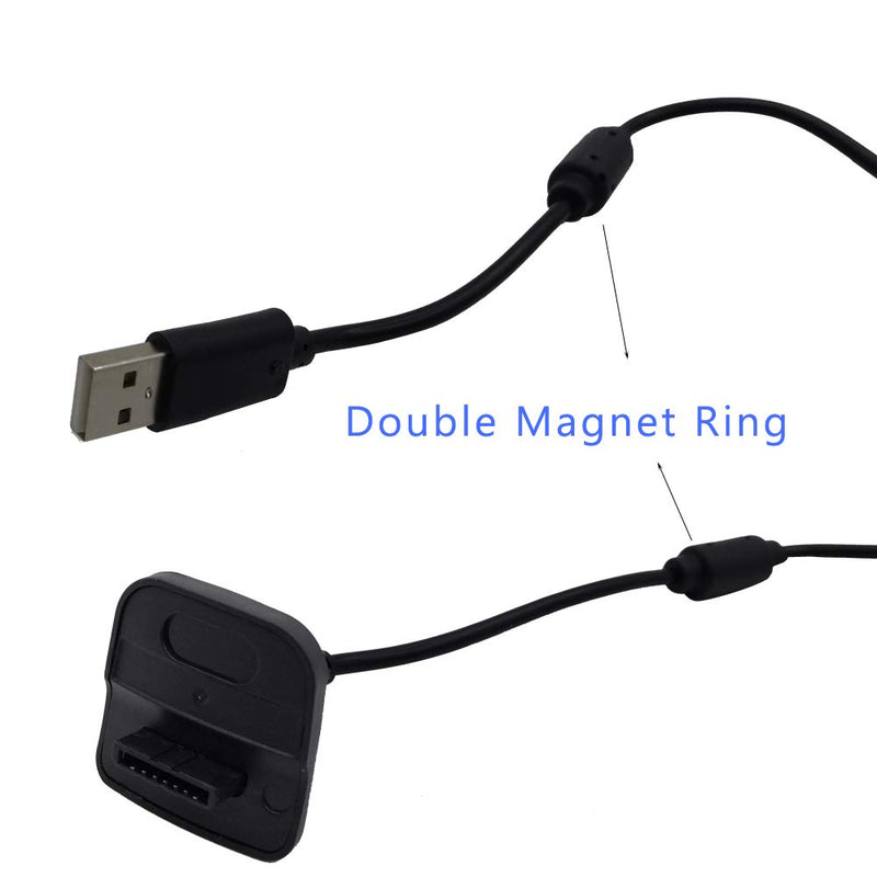 [AUSTRALIA] - Charging Cable for Xbox 360 Wireless Game Controllers,2 Pack Black