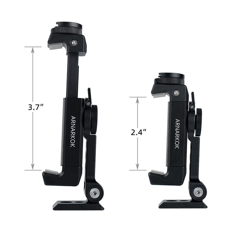  [AUSTRALIA] - Arnarkok Metal Phone Tripod Mount w Rotatable Cold Shoe,360 Rotation & Tilt Angle,Compatible with iPhone Cell Phone Tripod Mount Adapter, Phone Mount for Tripod,Tripod Phone Mount,Video Vlogging Rig