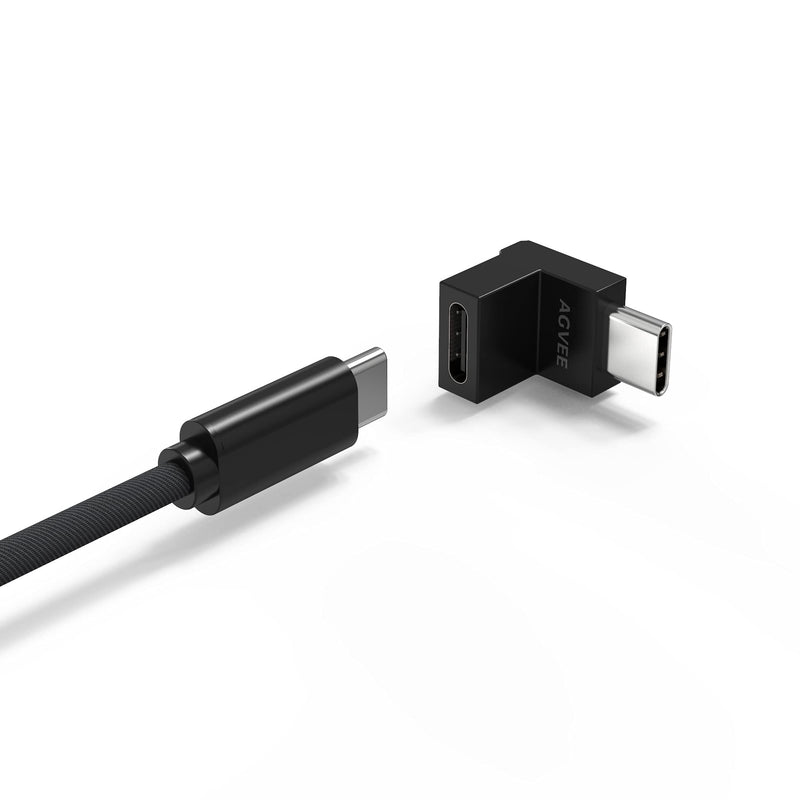  [AUSTRALIA] - AGVEE [ 3 Pack] 90 Degree Right Angled USB-C Male to USB-C Female Adapter (Type-C 3.2 Gen 2) Video 10G Data Converter, Black