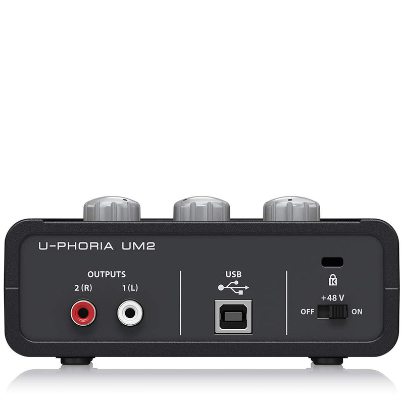 BEHRINGER Audio Interface, 1x XLR/TRS 1x 1/4" 2X RCA USB, Black, 1-Channel (UM2) - LeoForward Australia