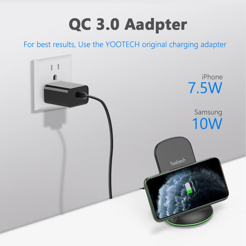  [AUSTRALIA] - Yootech Wireless Charger, 10W Max Wireless Charging Stand with Quick Adapter,Compatible with iPhone 14/14 Plus/14 Pro/14 Pro Max/13/13 Mini/13 Pro Max/SE 2022/12/11/X/8, Galaxy S22/S21/S20/S10