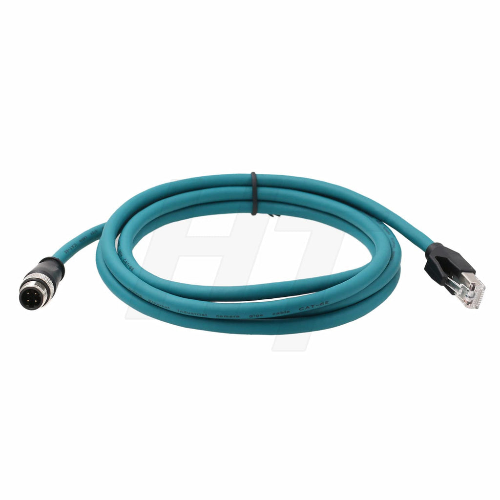  [AUSTRALIA] - HangTon Industrial M12 4 Pin D-Coded Male to RJ45 Ethernet Cat5e Cable for Sensor Machinery 2M 2.0 Meters