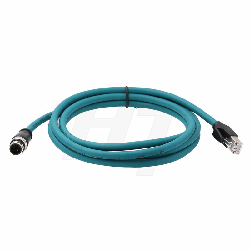  [AUSTRALIA] - HangTon Industrial M12 4 Pin D-Coded Male to RJ45 Ethernet Cat5e Cable for Sensor Machinery 2M 2.0 Meters