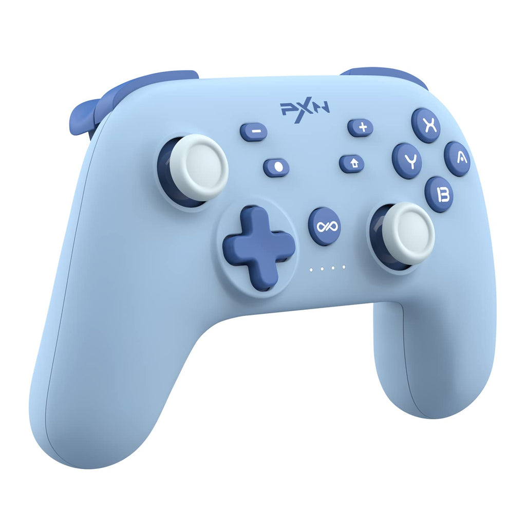  [AUSTRALIA] - PXN P50 Wireless Switch Pro Controller, Dual Shock Gamepad Joystick Support Turbo, Macro, Gyro Axis, Wake-Up, Programmable Dual Connection for Switch/Lite/OLED/iOS (16 versions only) / PC (Blue) Blue