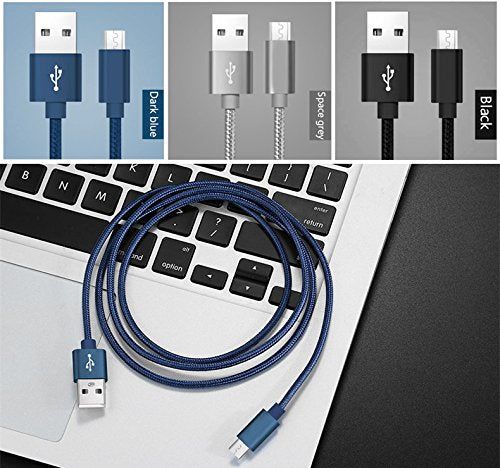 RoFI Micro USB Cable, [2Pack] 0.6M Android Charger, Nylon Braided Micro USB Charger, High Speed USB 2.0 A to Micro B Charging Cord Universal for HTC, S6, Kindle, Android, and More (Blue, 2 Feet) Blue - LeoForward Australia