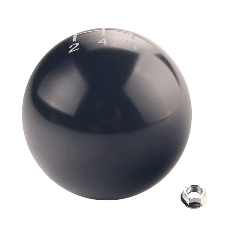  [AUSTRALIA] - DEWHEL Round Ball Manual Gear Stick Shift Knob 5 Speed Short Throw Shifter Selector M10x1.25 Aluminum Screw On for Nissan Mazda Mitsubishi (Black) Black