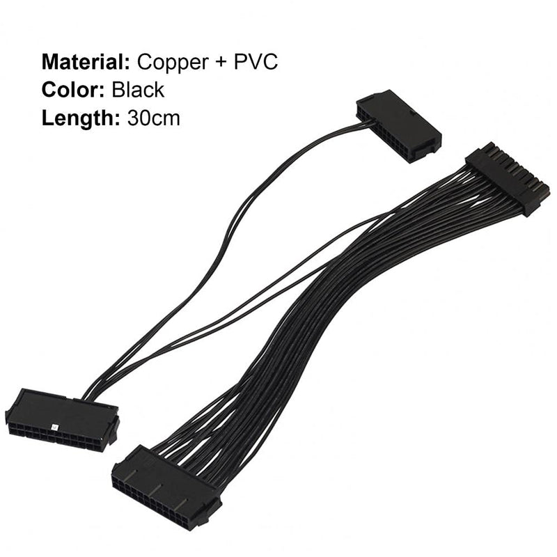  [AUSTRALIA] - Dual PSU Power Supply 24-Pin Extension Cable for ATX Motherboard 24-pin to 24 (20+4) pin 30CM (3pcs) 3pcs