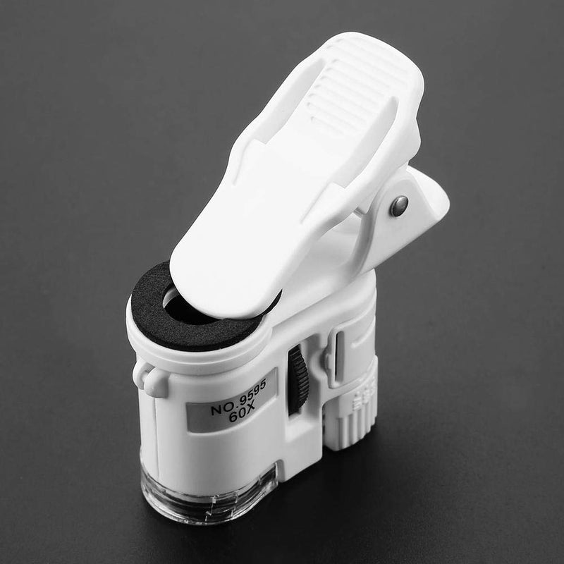  [AUSTRALIA] - Cell Phone Clip On Microscope, LED UV Light Magnifying Glass Adjustable Focusing Mini Mobile Phone Microscope, for Currency Detecting