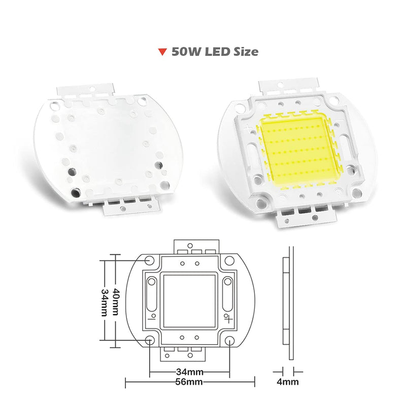  [AUSTRALIA] - CHANZON High Performance LED Chip 50W White (6000K - 6500K/1500mA/DC 30V - 34V/50W) Super Bright Intensity SMD COB Light Emitter Components Diode 50W Bulbs Lamp Beads DIY Lighting