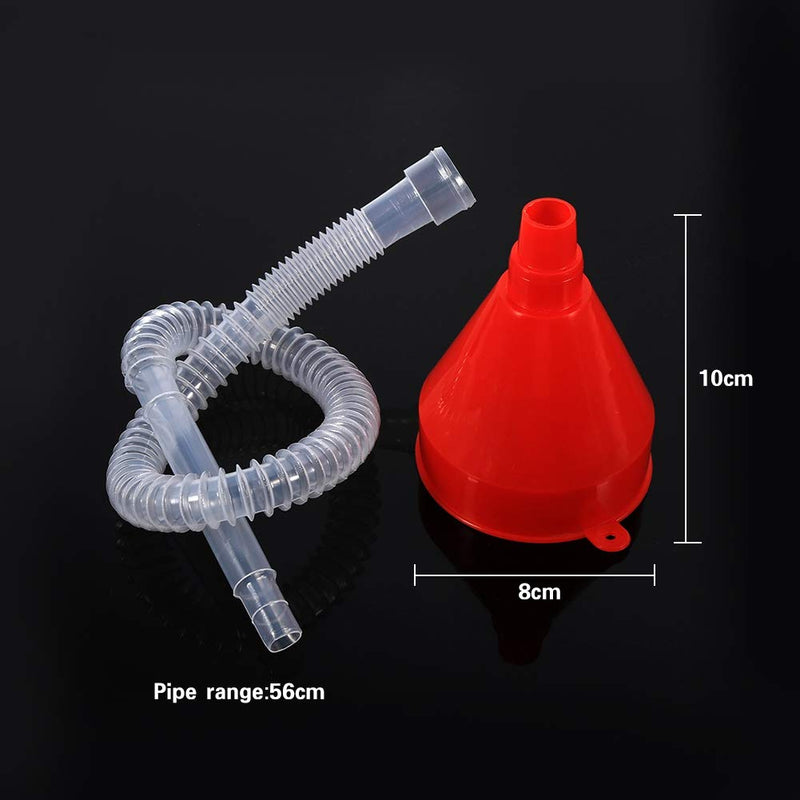  [AUSTRALIA] - Long Funnel for Oil - Universal Filling Funnel 8 cm Wide Mouth Plastic Motorcycle Funnel for Liquids, Engine Oil Filler Funnel with Soft Long Flexible Pipe for Motorcycle Vehicle Engine Oil Liquid Red