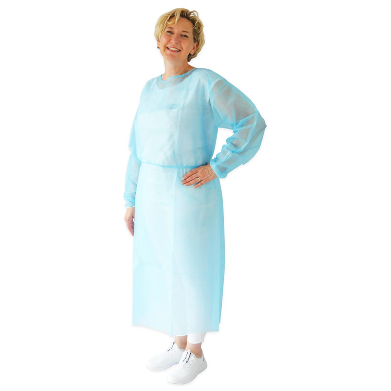  [AUSTRALIA] - Pack of 10 ARNOMED PP protective gowns disposable, surgical gown blue size. XL (130x140cm), hospital gown 23 g/m², disposable gown, PP fleece gown, patient gown, disposable gown, surgical gown, protective gown, disposable gown XL - blue 10 pieces