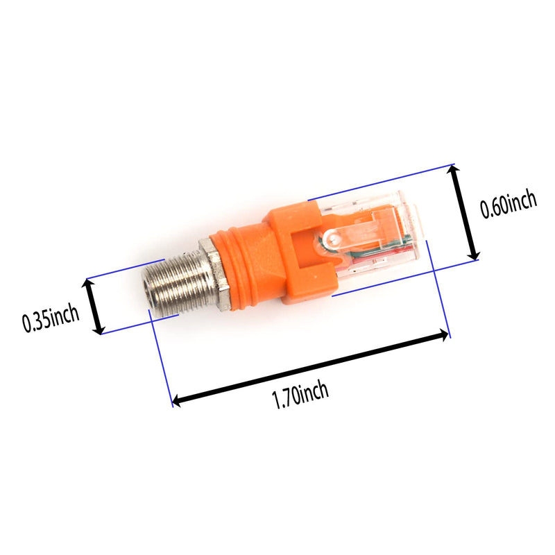  [AUSTRALIA] - Maxmoral 2pcs RF to RJ45 Converter Adapter F Female to RJ45 Male Coaxial Barrel Coupler Adapter, Orange Coax Straight Connector