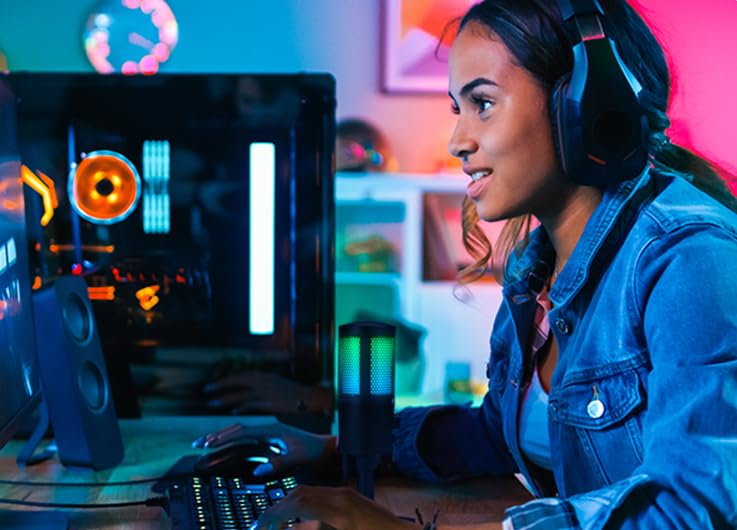  [AUSTRALIA] - Gemini Sound GSM-100 PC Computer USB Condenser Microphone with RGB LED Lights, Headphone Jack, Volume and Background Noise Reduction Controls for Live Streaming, Podcasting, Chat, Gaming, Twitch, Zoom