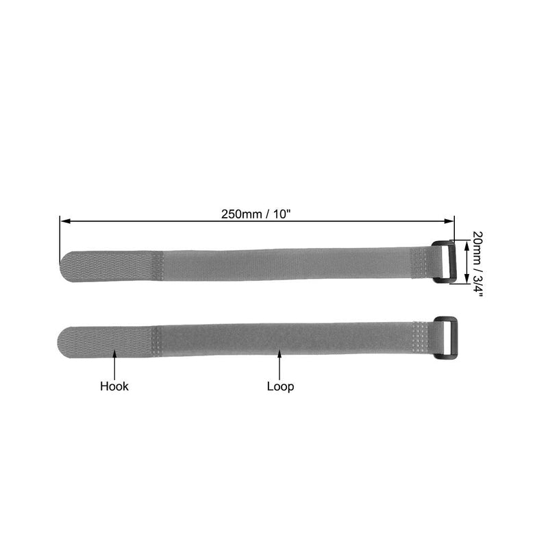  [AUSTRALIA] - uxcell 10pcs Hook and Loop Straps, 3/4-inch x 10-inch Securing Straps Reusable Fastening Cable Tie (Gray)