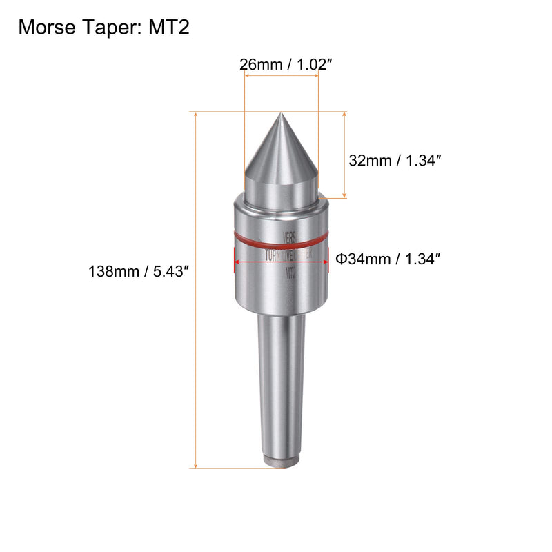  [AUSTRALIA] - uxcell MT2 Live Center, Morse Taper Precision Medium Duty Rotary Active Center Tool for CNC Lathe Metal High Speed Turning Revolving Milling