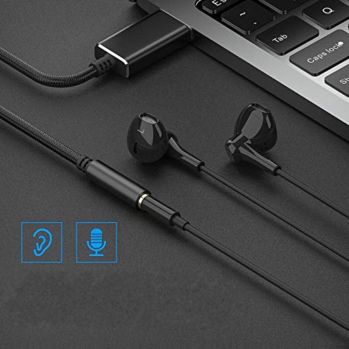 [AUSTRALIA] - USB to 3.5mm Headphone Jack Audio Adapter, Support USB to TRRS 4-Pole 3.5 aux Port Headset, External Stereo Sound Card for PC, Laptop, PS4,Mac etc (0.6 Feet, Black) 0.6 Feet