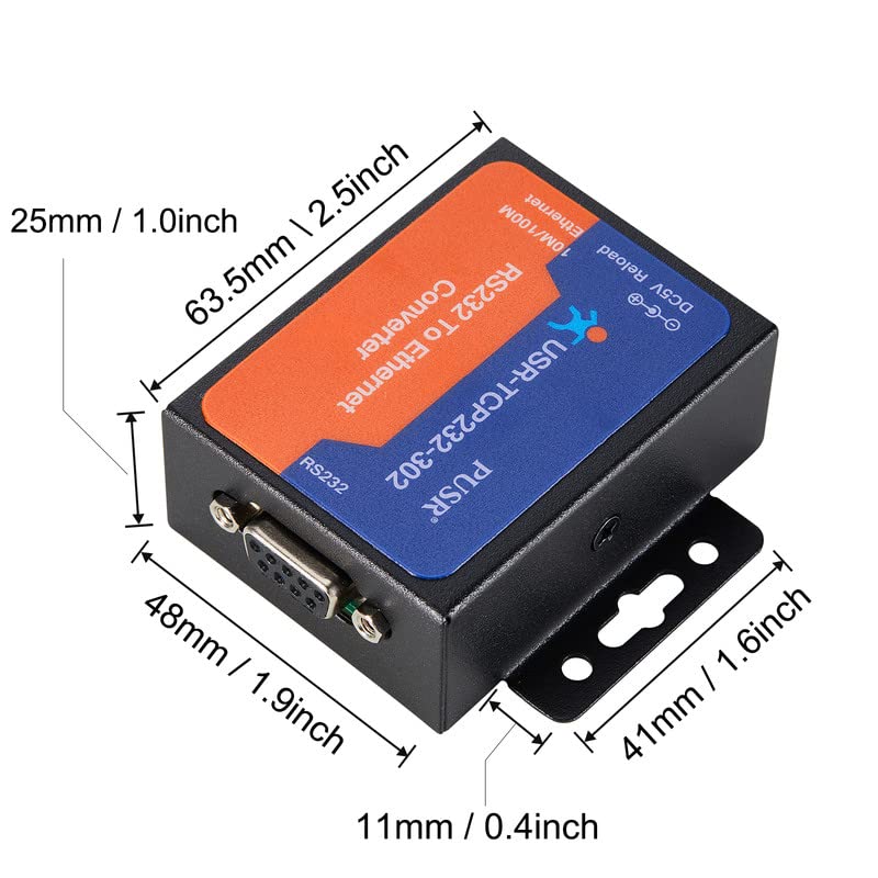  [AUSTRALIA] - ARAIERD 1 Port RS232 to Ethernet Converter Serial Device Server Aluminum Serial to TCP IP Converter Ethernet to Serial RS232 DB9 to RJ45 with DC 5V Power Adapter Support DHCP/DNS