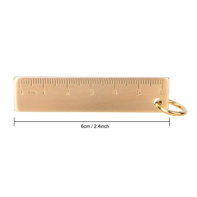  [AUSTRALIA] - Pssopp Mini Brass Ruler 6 cm Length 3mm Thickness Small Copper Feet Measuring Tool Brass Ruler Key Ornaments Pendants