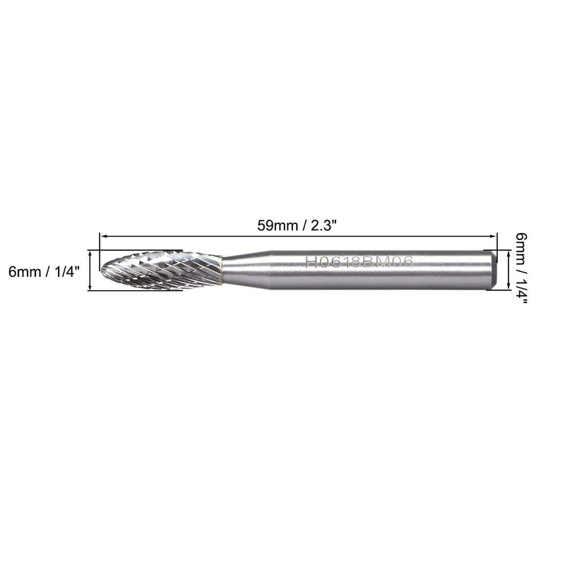 uxcell Tungsten Carbide Rotary Files 1/4" Shank, Double Cut Flame Shape Rotary Burrs Tool 6mm Dia, for Die Grinder Drill Bit Wood Soft Metal Carving Polishing Model Engineering - LeoForward Australia