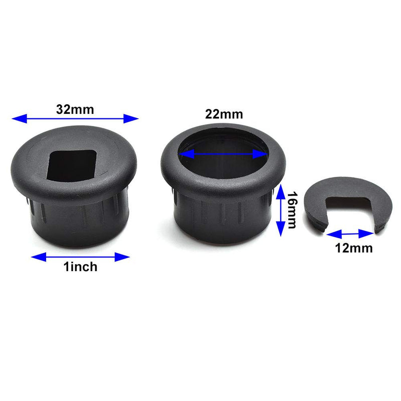  [AUSTRALIA] - 1 inch Desk Hole Cover Grommet Black Cable Cord Cover Plastic Wire Organizers for Office PC Desk(2 Pack) 1 Inch(26mm)