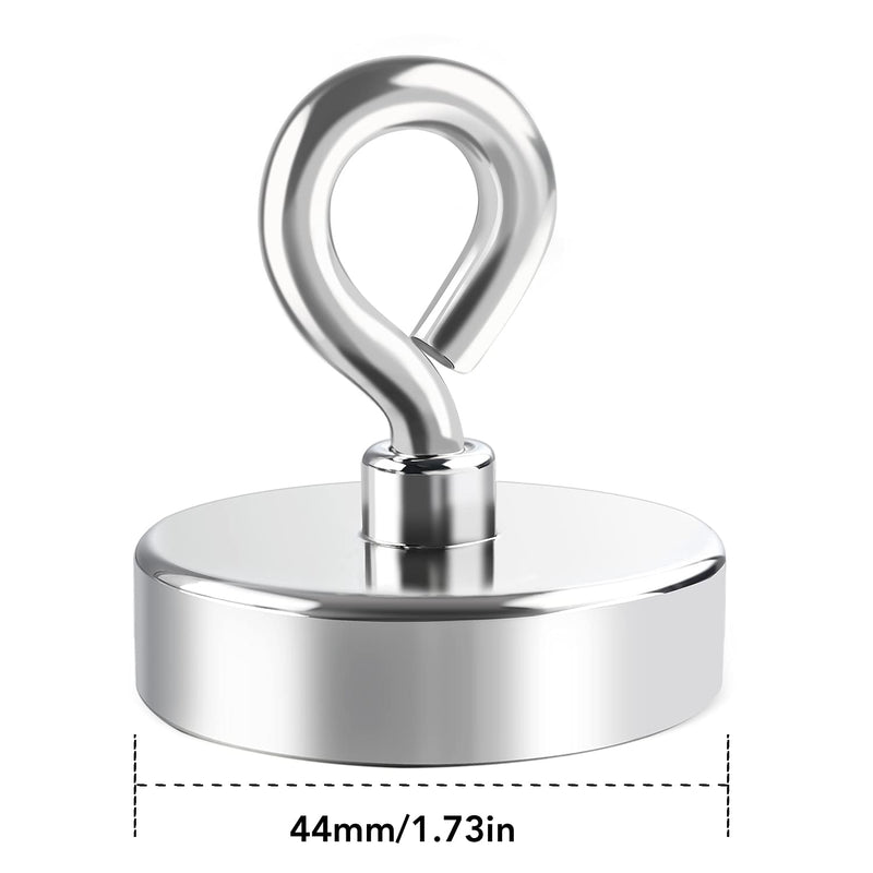  [AUSTRALIA] - DIYMAG Neodymium Fishing Magnets, 200 lbs(90 KG) Pulling Force Rare Earth Magnet with Countersunk Hole Eyebolt Diameter 1.75 inch(44mm) for Retrieving in River and Magnetic Fishing 44mm