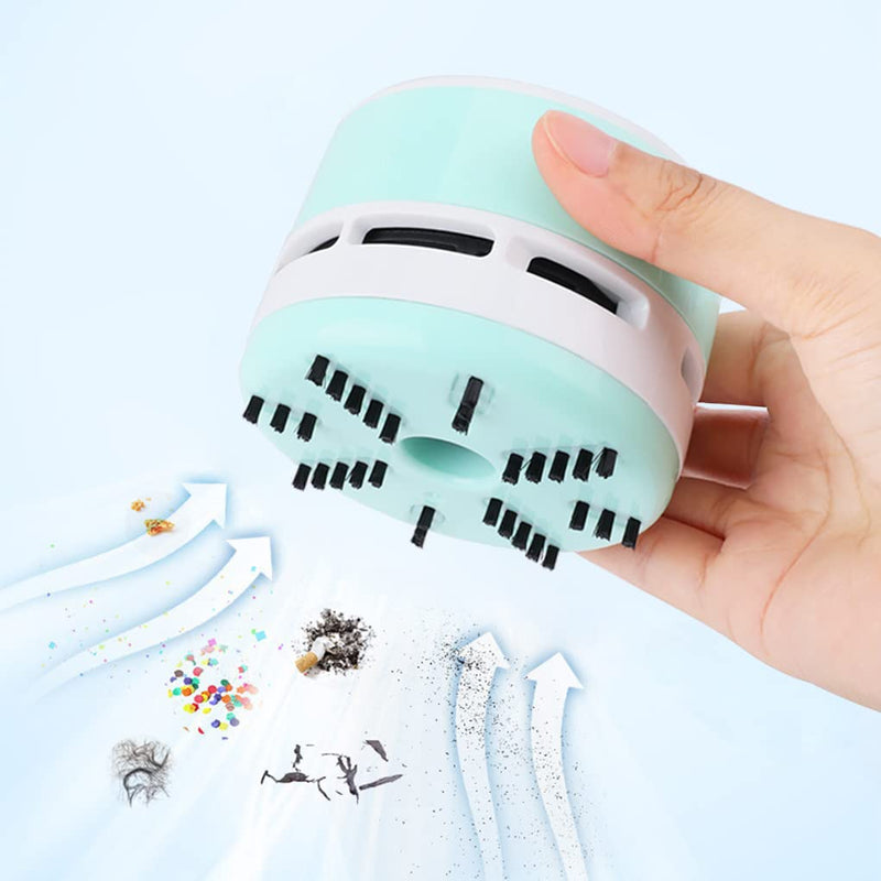  [AUSTRALIA] - FineInno Mini Crumb Vacuum Cleaner Portable Desktop Sweeper Handheld Cordless Multifunction Cleaning for Home,Office,Cars,Pet Hairs (Green White) Green White