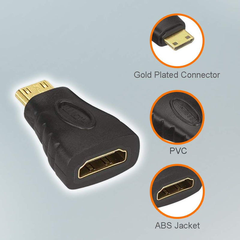  [AUSTRALIA] - HDMI Mini Adapter,VCE Gold Plated Mini HDMI Male to Standard HDMI Female Adapter 4K Compatible for Raspberry Pi Zero W, Camera, Camcorder, DSLR, Tablet, Video Card