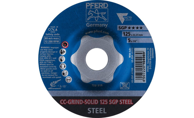  [AUSTRALIA] - PFERD grinding disc CC-Grind Solid SGP STEEL 125mm