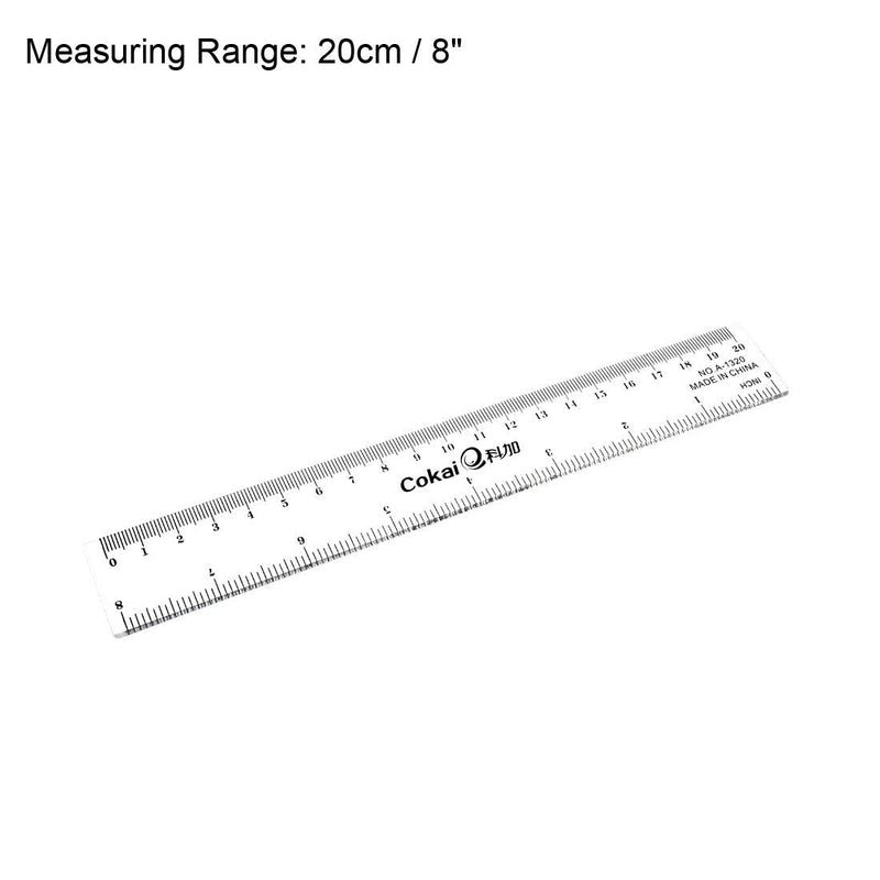  [AUSTRALIA] - uxcell Straight Ruler Measuring Tool 20cm 8 Inch Metric Inch Plastic for Engineering Office Architect and Drawing