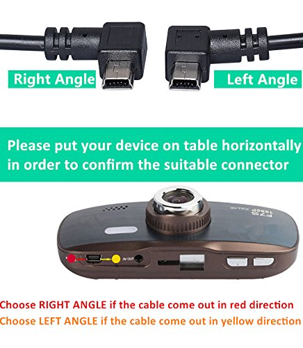  [AUSTRALIA] - LARRITS 10FT 3M USB 2.0 A to Mini B USB 5 Pin Cable 90 Degree Right Angle Data Sync Charge Cord with 5pc Wiring Clips for Garmin Nuvi GPS Car Dash Cam Camera GoPro Hero 4 3