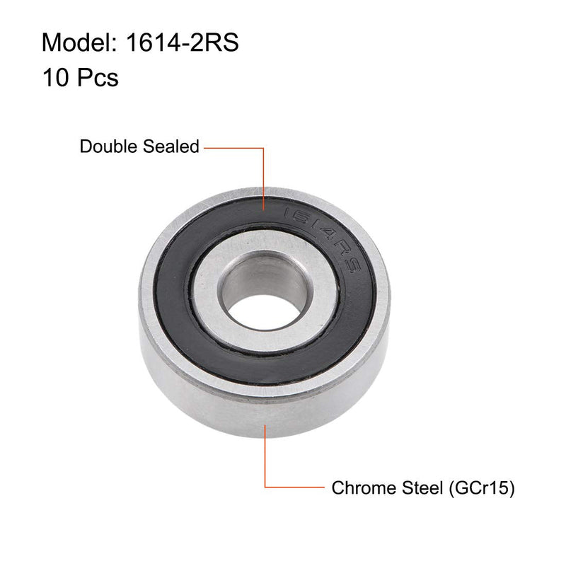  [AUSTRALIA] - uxcell 1614-2RS Deep Groove Ball Bearing 3/8-inchx1-1/8-inchx3/8-inch Sealed Z2 Lever Bearings 10pcs