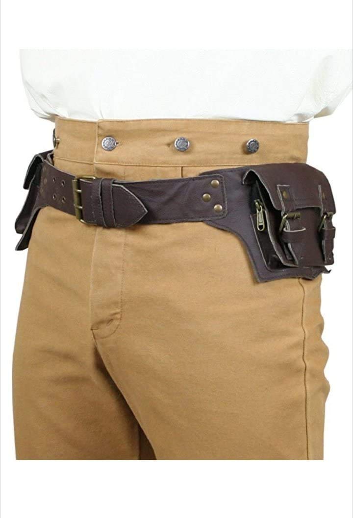 The Vintage Stuff Leather Fanny Pack Waist Bag with Adjustable Strap, Multi Pocket Travel Hip Bum Bag for Outdoors, Hiking, Running, Trekking, Cycling for Men & Women - LeoForward Australia