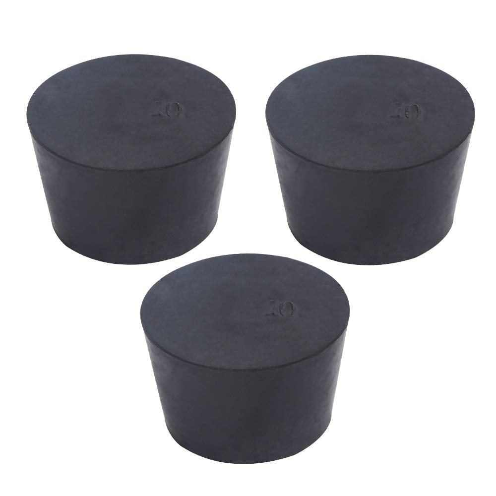  [AUSTRALIA] - 3-Pack (Same Size) Large Solid Rubber Stoppers - Size #10-50mm (1.96in) x 41mm (1.61in) - 32mm (1.25in) Long - Black Lab Plug