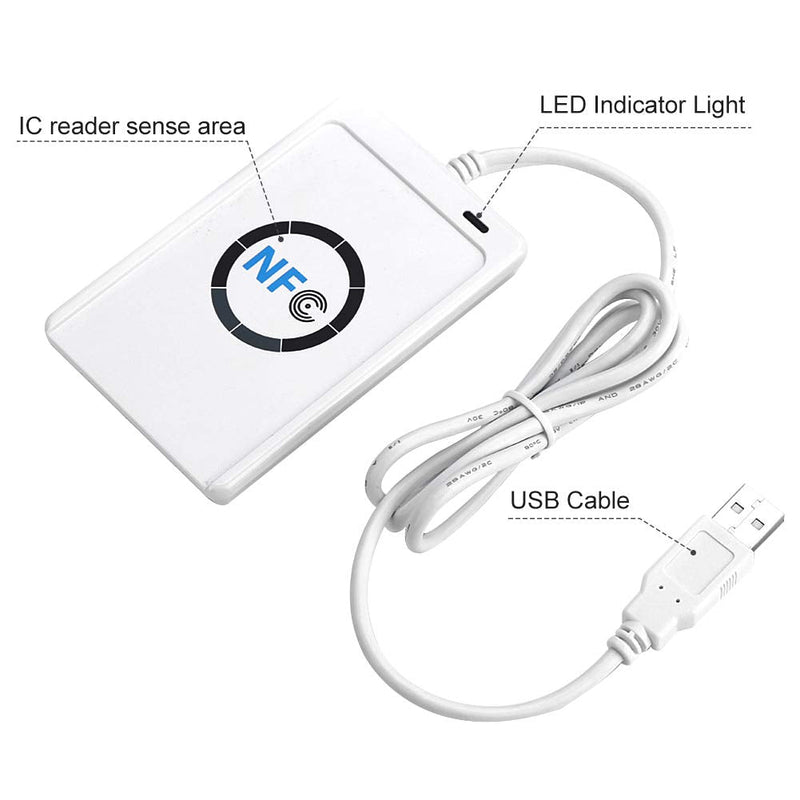  [AUSTRALIA] - NFC ACR122U RFID Contactless Smart IC Card Reader Writer, ACR122U ISO 14443A / b Free Software in White