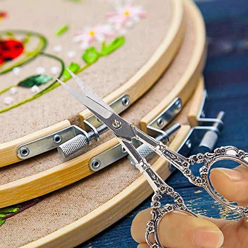  [AUSTRALIA] - BIHRTC Vintage European Style Plum Blossom Scissors for Embroidery, Sewing, Craft, Art Work & Everyday Use (Silver)