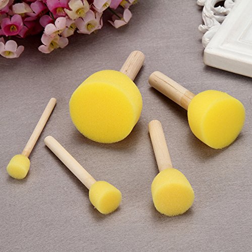  [AUSTRALIA] - WFPLUS 40pcs 5 Sizes Round Paint Foam Sponge Brush Set Kids Painting Tools Sponge Stippler Set for Painting Crafts and DIY