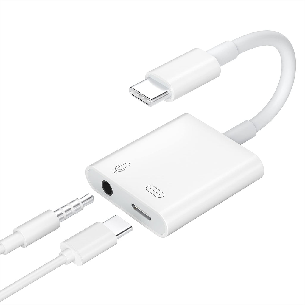  [AUSTRALIA] - USB C to 3.5mm Audio Adapter, USB C Headphone Adapter and PD 60w Charger USB-C to Headphone Jack Adapter with Hi-Fi DAC Chip Support Lossless Music For Android iPad pro MacBook Pro/Air M1 M2(White) 3.5MM Audio adapter+Charge(USB-C Connector)
