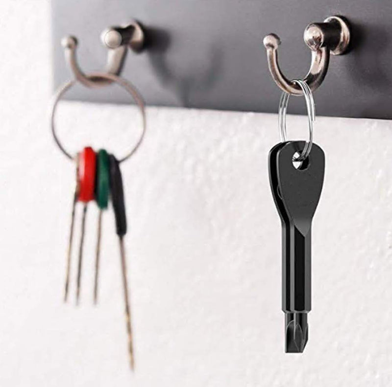  [AUSTRALIA] - Portable Keychain Screwdriver set EDC Outdoor Repair Tool Keyring Screwdriver Tool Stainless Steel Flathead Screwdriver Phillips Screwdriver Key Chain Nut Driver (black) Black