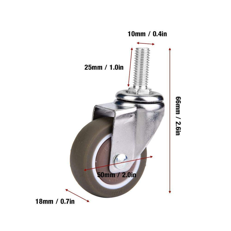 Rubber Casters, 4pcs 2in Universal TPE Heavy Duty Casters Rubber Caster Wheel Trolley Furniture 35Kg Casters Set of 4 Furniture Wheel(Brake) - LeoForward Australia