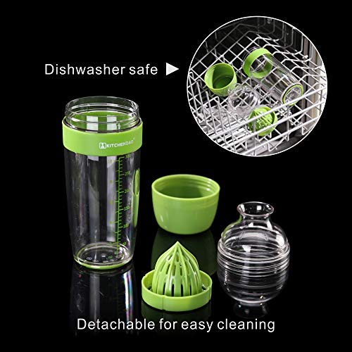  [AUSTRALIA] - 2 in 1 Salad Dressing Shaker with Citrus Juicer, Dripless Pour, Leak-free, Soft Grip, Anti-slip Feet, Easy to Clean, Dishwasher Safe, BPA Free material，350ml (1-1/2 Cups) 350ml(1-1/2 Cups)