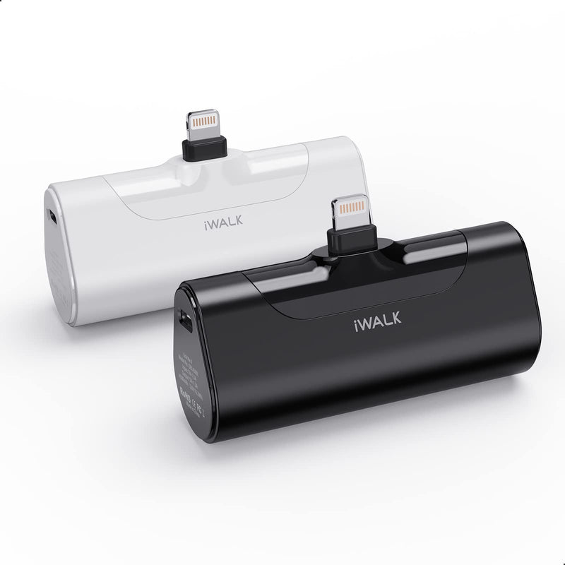  [AUSTRALIA] - iWALK LinkPod 4 Portable Charger Power Bank 4500mAh 【2 Pack】 Small and Cute Battery Pack Compatible with iPhone 14/14Plus/13/13 Pro/13 Pro Max /12/12 Pro/12 Pro Max/11 Pro/XR/X/8/6s，Airpods and More Black+White