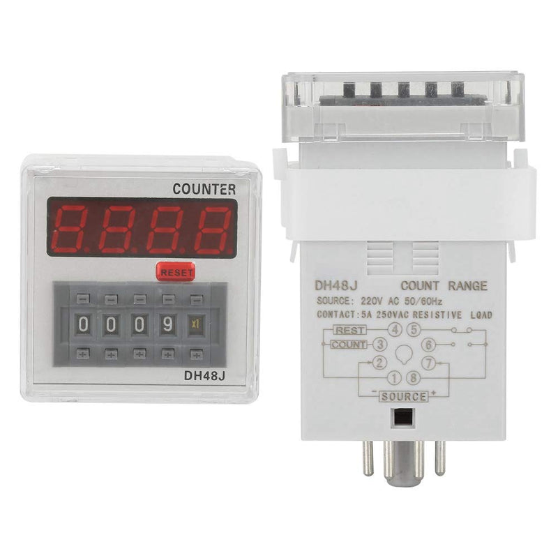  [AUSTRALIA] - Digital Counter Relay, DH48J 220VAC Digital Counter Relay LED display of the digital counter relay 220VAC 1-999900 8-pin, time relay/counter 1-999900