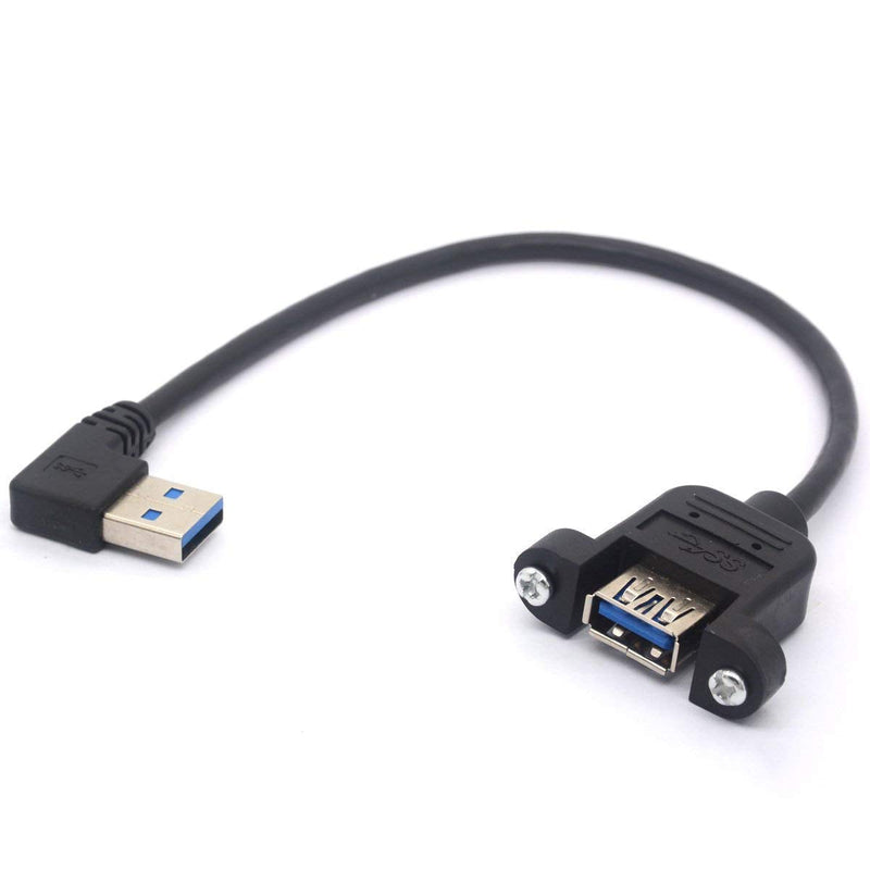  [AUSTRALIA] - Right Angled USB 3.0 Panel Mount Cable USB3.0 Male to Female with M3 Screw Panel Mount Extension Cord for Industrial Computer PC 30CM (Right) Right