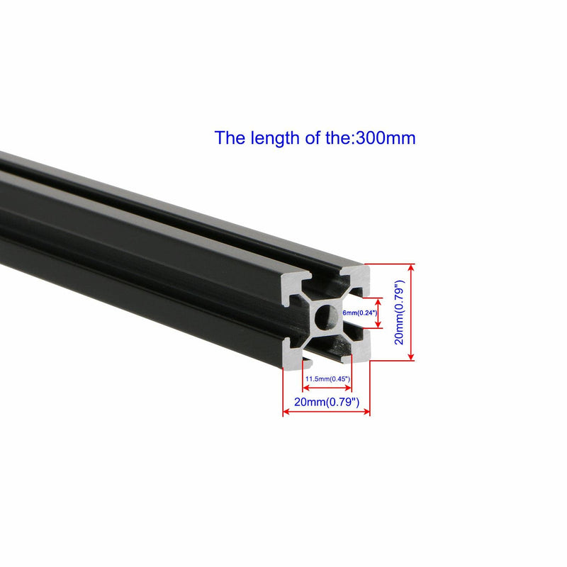  [AUSTRALIA] - 2020 Aluminum Extrusion Profile European Standard Linear Rail 2020 Aluminum Profile Frame Machine DIY 3D Printer Workbench CNC (200mm) 4PCS-Black||300mm 300mm Black