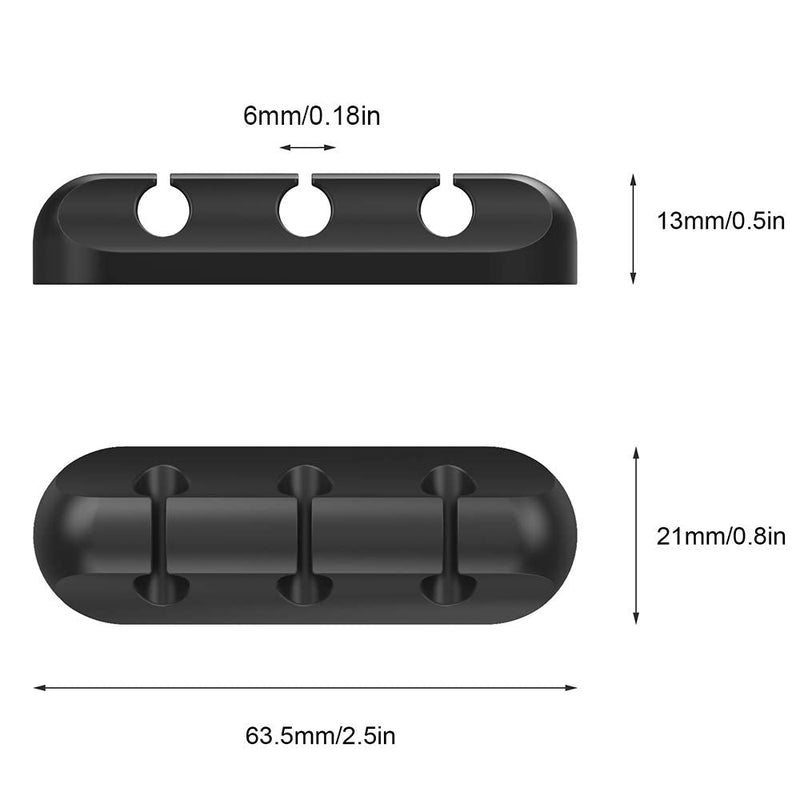  [AUSTRALIA] - 2 Pack Cell Phone Cable Clips - Simr Cord Organizer Management, Rubber Adhesive Cord Hooks for Desk Home Nightstand Office Cubicle Car Desk Accessories (Black) Black