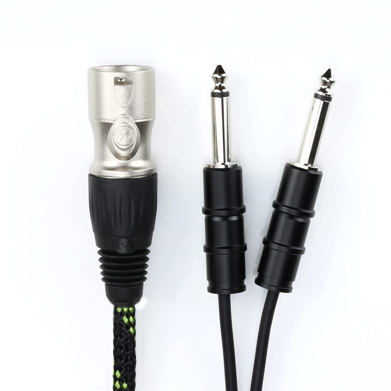  [AUSTRALIA] - XLR Male to Dual 1/4 inch TS Male Microphone Cable 6N OFC Nylon Braid Nickel Plated Double 6.35mm TS Male to 3 Pin XLR Male Stereo Adapter Mic Cord for Microphone Mixer Amplifier by gotor (3.3 Feet) 3.3 Feet